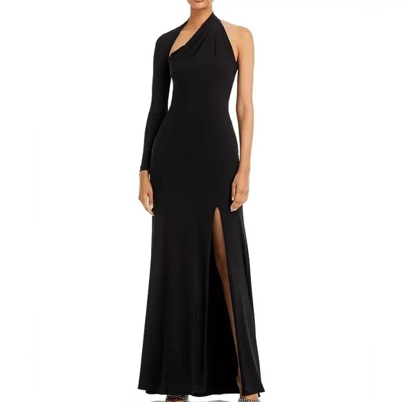 AQUA One-Shoulder Gown Dress Black Size 8 msrp $208 - Picture 1 of 9